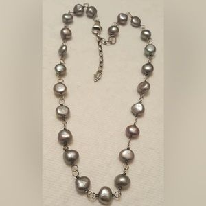 SILPADA Sterling Silver Iridescent Gray Purple Pearl Necklace 16”